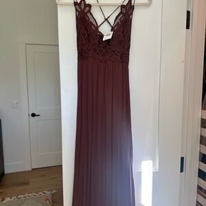 Free people Elegant Lace Maxi Dress in Burgundy
